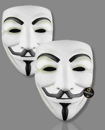AMACO Venddetta Mask,Party Mask,White Venddetta Mask/Joker Mask Guy Fawkes GT-135 Party Mask