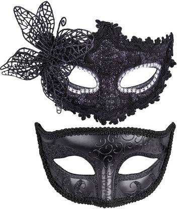 HANNEA 2pcs Lace Masquerade Mask for Men Women Couple Venetian Mask for Prom Ball Party Mask