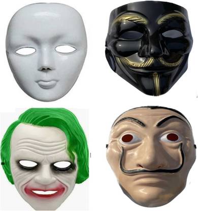 JAI GURU JI 4 unique special multicolor combo pack.lazerjoker,java,money heist,vendetta Decorative Mask