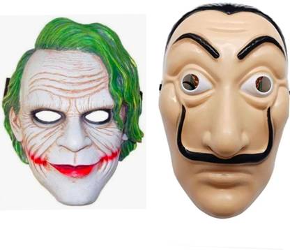 DEZYEN 2pcs money heist & joker mask halloween face mask Party Mask