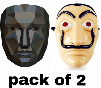 yubirth The big show black squad game master vs Clever money heist Mask pack of 2 Decorative Mask