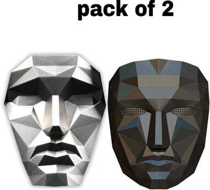 yubirth Squid Game Mask 2021 Squid Game black vs silver color pack of 2 Decorative Mask