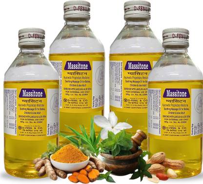 Massitone Ayurvedic Massage Oil for Men, Women & Children (Pack of 4)