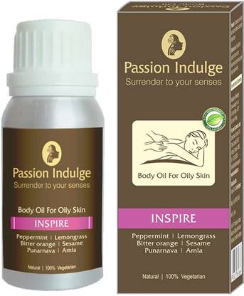 Passion Indulge Inspire Body Massage Oil For Oily Skin| Mood Elevation | Punarnava, Amla Extract