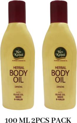 Keo Karpin HERBAL BODY OIL SANDAL WITH OLIVE OIL NEEM&HALDI 100ML 2PCS