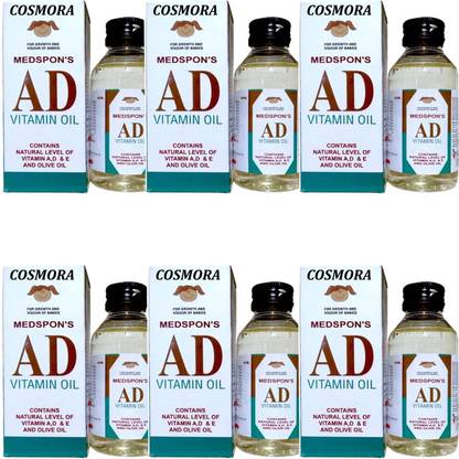 COSMORA MEDSPONS AD VITAMIN BABY OIL FOR SHINEE & SOFT ,SMOOTH SKIN PACK OF - 80ml x 6