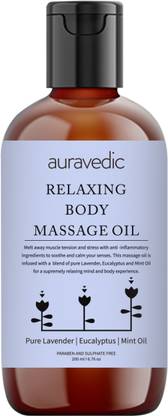 AURAVEDIC Relaxing Body oil with Lavender Eucalyptus soothing massage oil for women men