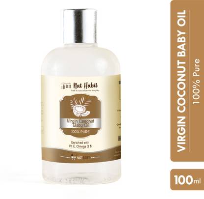 Nat Habit Baby Coconut Oil|Hair,Body Massage|Skeletal & Muscular Strengthening|VitE&Omega3