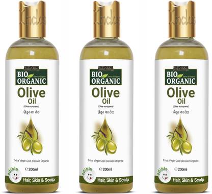 Indus Valley Bio Organic Olive Massage Oil Multipurpose Benefits For Skin & Hair Pack of 3
