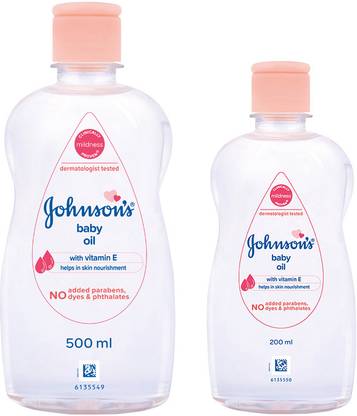 JOHNSON'S BABY Oil (500ml+200ml) Home & Travel Combo Pack