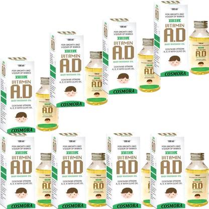 COSMORA VIBEL VITAMIN AD BABY MASSAGE OIL FOR GROWTH & VIGOR OF BABIES PACK OF-100ml x 8