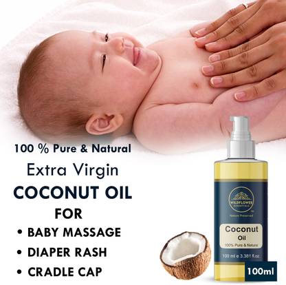 Wildflower essentials 100% Pure Coconut Baby Massage Oil For Faster Growth, Strong Bones & Muscles