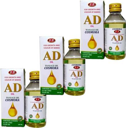 COSMORA S.S. AD BABY MASSAGE OIL FOR SHINEE ,SMOOTH & GENTLE SKIN PACK OF - 100ml x 3