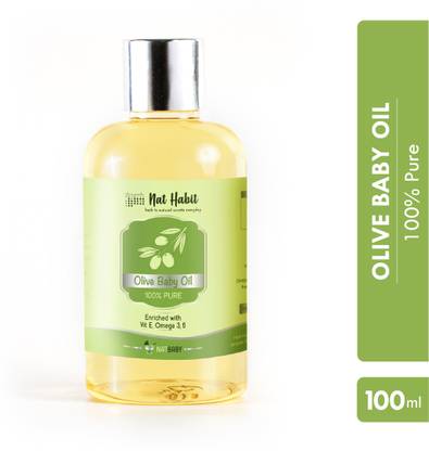 Nat Habit 100% Organic Olive Oil For Baby Massage With Vit E & Omega 3| Hair & Body