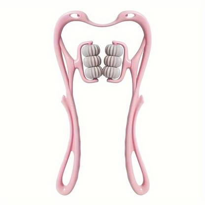 Shopeleven Cervical Spine Massager, Portable Home Multifunctional Massager, Neck Shoulder Pain Relief, Non-Electric Massager, Portable, Durable, 3 Rollers, Home Therapy Massager