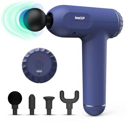 beatXP Bolt Cordless Battery Powered Deep Tissue Massage Gun With 4 Attachments, 6 Intensity Levels & Long Battery Life, Full Body Pain relief (Royal Blue) Massager  (Blue)