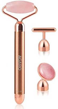 JetGadget Facial Roller Kit for Face 3-In-1 Electric Rose Quartz Face Roller Massager