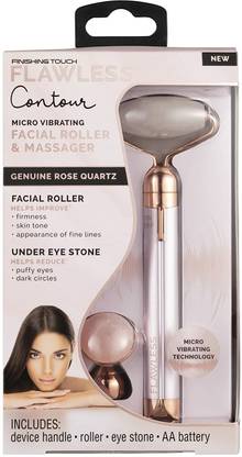 Finishing Touch Flawless Face Massager Original Contour Vibrating Facial Roller & Massager, Rose Quartz Massager