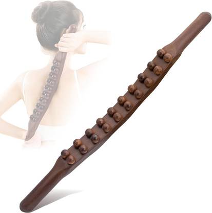 vihan marketing Guasha Wood Stick Tools Wooden Therapy Scraping Lymphatic Drainage Massager, Double Row 20 Beads Point Treatment Gua Sha Tools for Back Leg Massager