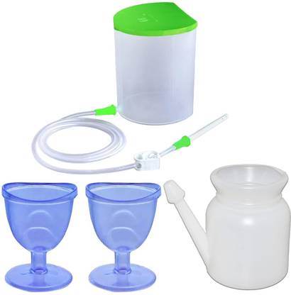 MARCRAZY Enema kit satvik movement Anema Pot 1.5 Litre Improved Model for Home Use and 2 Eye Wash Cup 1 Neti Pot Lota 500ml with Instruction (for male and female) Massager