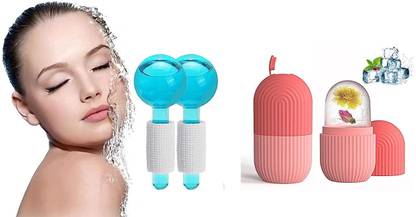 The Moon Impex Facial Massage Ice Ball Ice Face Roller Crystal Eyes Massager Ice Roller For Face Women skin glowing facial massager Massager