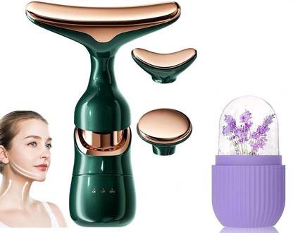 MORVIKA 3 in 1 Anti Wrinkles& Face Neck Eyes Massager,Vibration Facial Massager for Skin Face Sculpting Tool & Ice Roller For Face Massager Massager