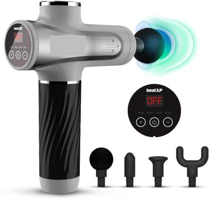 RLN beatXP Bolt Go Deep Tissue Electric Massage Gun Touch Display- Percussion Gun Back Massager for Men & Women with 4 Attachments Massager