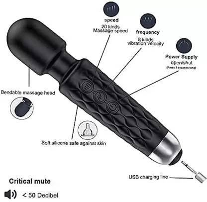 EVETIS vibrations pattern Rechargeable Electric Vibrator Massage Pain Relief & Rechargeable Vibration Machine with 8 Speeds, 20 Modes Massager Machine Massager