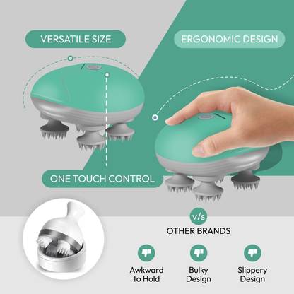 Mildcares Smart Scalp Massager | Portable Rechargeable Relaxation with 4 Rotators Nodes for Hair Growth Relaxation, Stress Relief Electric Head Massager Automatic Massager