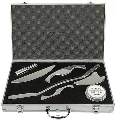 R A Products 5 in 1 Medical Grade Stainless Steel Gua Sha Tool Sets Stainless Steel Scraping with fascia loosening cream & scraping oil Massager
