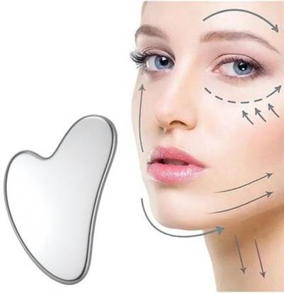 WYNX Pack of 1 Polished Metal Gua Sha Beauty Massage Tool for Face & Body Reduces Puffiness & Improves Circulation Massager