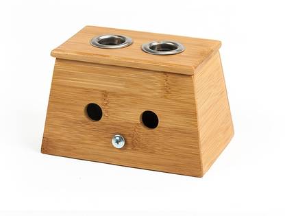 ACUPRESSUREMART Bamboo Moxa Stand Moxibustion Box Acupuncture Relaxation Roller Stick Holder Double Hole Massager