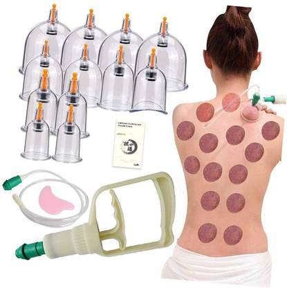 R A Products 12 Cups Hijama Cupping Set with Pump for Back Neck Joint Pain Relief 12 Cups Hijama Cupping Set with Pump for Back Neck Joint Pain Relief Massager