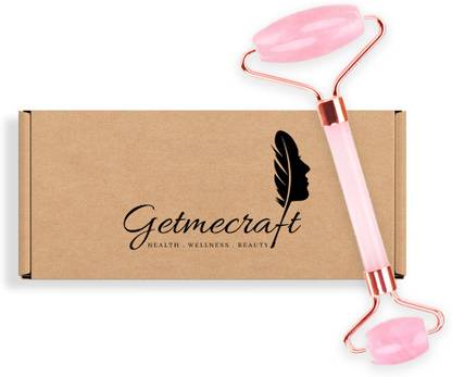 Getmecraft Rose Quartz Roller Rose Quartz Jade Face Roller - Stone Face Massager and Lymphatic Drainage Tool | Eliminate Toxins & Reduce Puffiness Massager