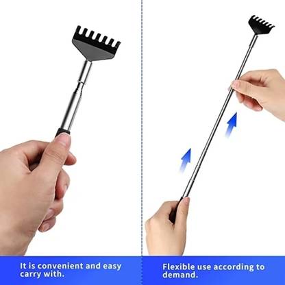 FlyTouch Stainless Steel Extendable Telescopic Back Scratcher Back Body Itch Scratcher and Manual Massage Stick Extendable Telescopic Tool Massager