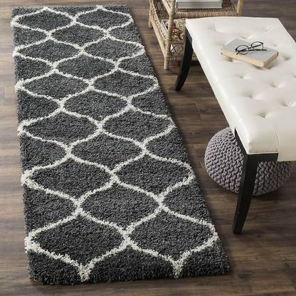 Shag Weaving Grey Polyester Runner