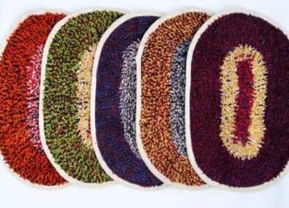 aaditex Cotton Door Mat (Multicolor, Pack of 5, Medium)