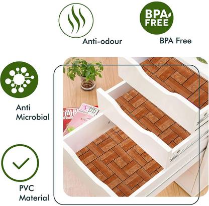 Best Buy Collection 10 Meter Light Brown Line Mat/Cover for Almirah, Drawer, Wardrobe Shelf ,Kitchen