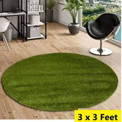 Worthful Creations RM- round grass mat 3 x 3 feet Artificial Turf Sheet