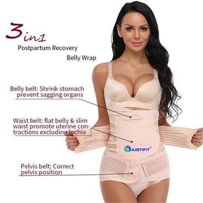 JUSTIFIT 3 in 1 After C Section Post Pregnancy Tummy & Pelvic Belt Size L (40-46) Inch