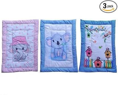 Snc Newborn Baby Pom Pom Cotton Baby Cartoon Bedsheet | Mattress (Pack of 3)
