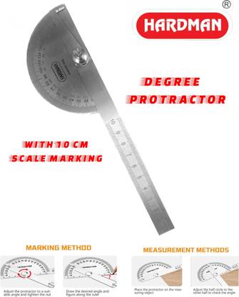 HARDMAN 180 DEGREE ANGLE PROTRACTOR WITH 10 CM SCALE MARKING Height Gauge