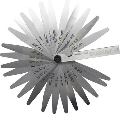 Jaibros JAIBROS Thickness Feeler Gauge Stainless Steel 26 Blades White Finish Pack of 1 Pin Gauge