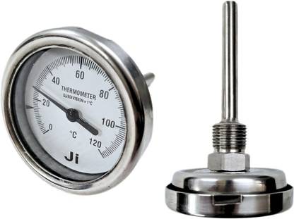 "Ji" Japsin Instrumentation Bi-Metal Dial Thermometer 2.5" Dial, 0-120°C, 75mm Stem, Back Entry, SS Material Dial Indicator