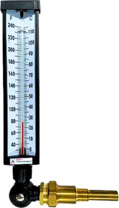 "Ji" Japsin Instrumentation Multi Angle Thermometer, 0-100 deg C, 1/2” NPT (M) Connection, Brass Thermowell Test Indicator