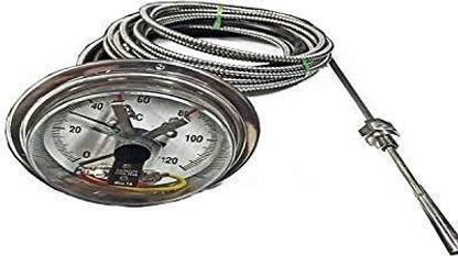 Japsin instrumentation Electrical Contact Mercury Filled Thermometer, 4"Dial,0-120 Deg C,PanelBackEntry Dial Indicator