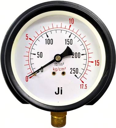 Japsin instrumentation Pressure Gauge. 4" Dial, 0-17.5 Kg/Cm2, Bottom Entry, 3/8" BSP (M) Connection Dial Indicator