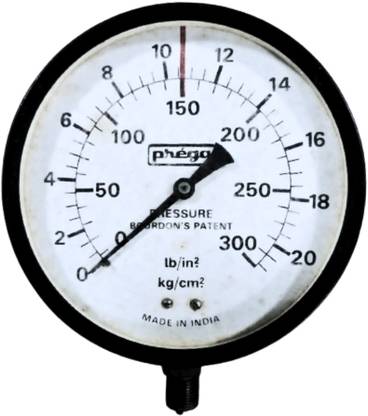 Japsin instrumentation Commercial Pressure Gauge, 6" Dial, 0-21 Kg/CM2, Direct Bottom, 3/8" BSP (M) Dial Indicator