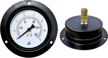 "Ji" Japsin Instrumentation Pressure Gauge, 4" Dial, 0 to 7 Kg/Cm2, Panel Back Entry, 3/8" BSP (M) Conn Dial Indicator