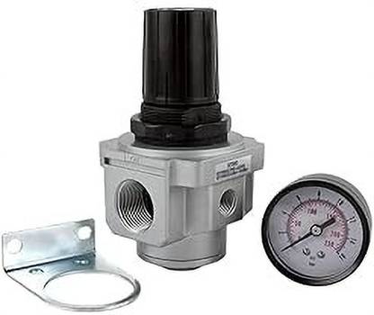 Implemental Pneumatic Air Regulator With Gauge For Compressor BSP Size (1/4" Inch) Dial Indicator